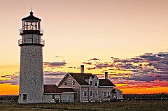 Sunset By Highland (Cape Cod) Light -Gritty Look